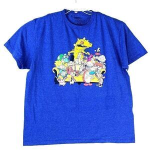 Nickelodeon Nicktoons Cartoon Characters Group Shirt Blue Size XL MS13